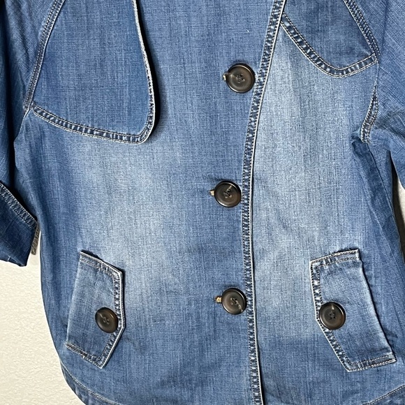 NWT Chico’s Denim Trench Jacket Sz 1 - Picture 3 of 7